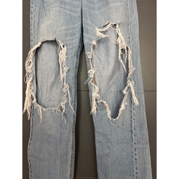 AEROPOSTALE 90s Baggy Light Wash Distressed Ripped Knee Jeans Size 0 - Picture 3 of 7